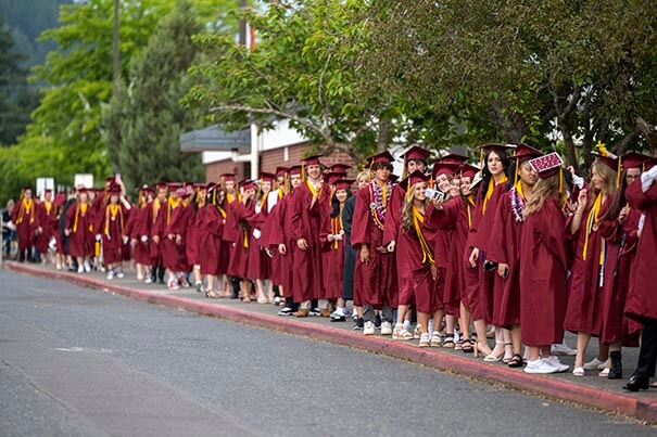 Prairie High School graduates lined up